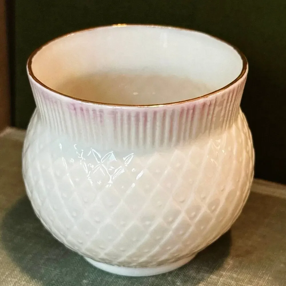 Belleek Mini Vase • Thistle Motif • 2001 • Gold “m” • 2.75”